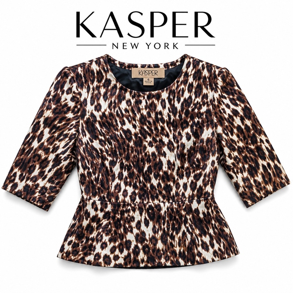 Kasper blazer Women's Size 6 Leopard Print 3/4 Sleeve